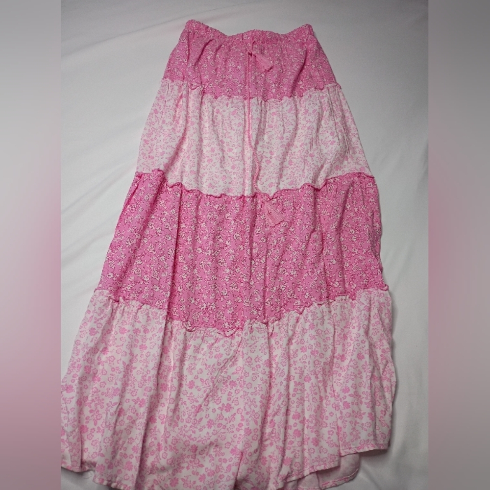 Fashion Nova Pink Floral Maxi Skirt
